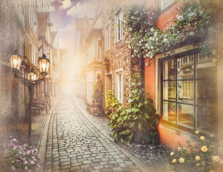 Фотообои De-Art Улочка в солнечном свете